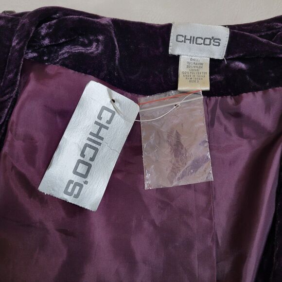 New Chicos Lula Jacket Purple Crushed Velvet Embroidered Beaded Blazer Size 2 - Picture 8 of 11